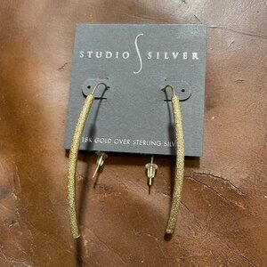 18K Gold Over Sterling Silver Long Earrings